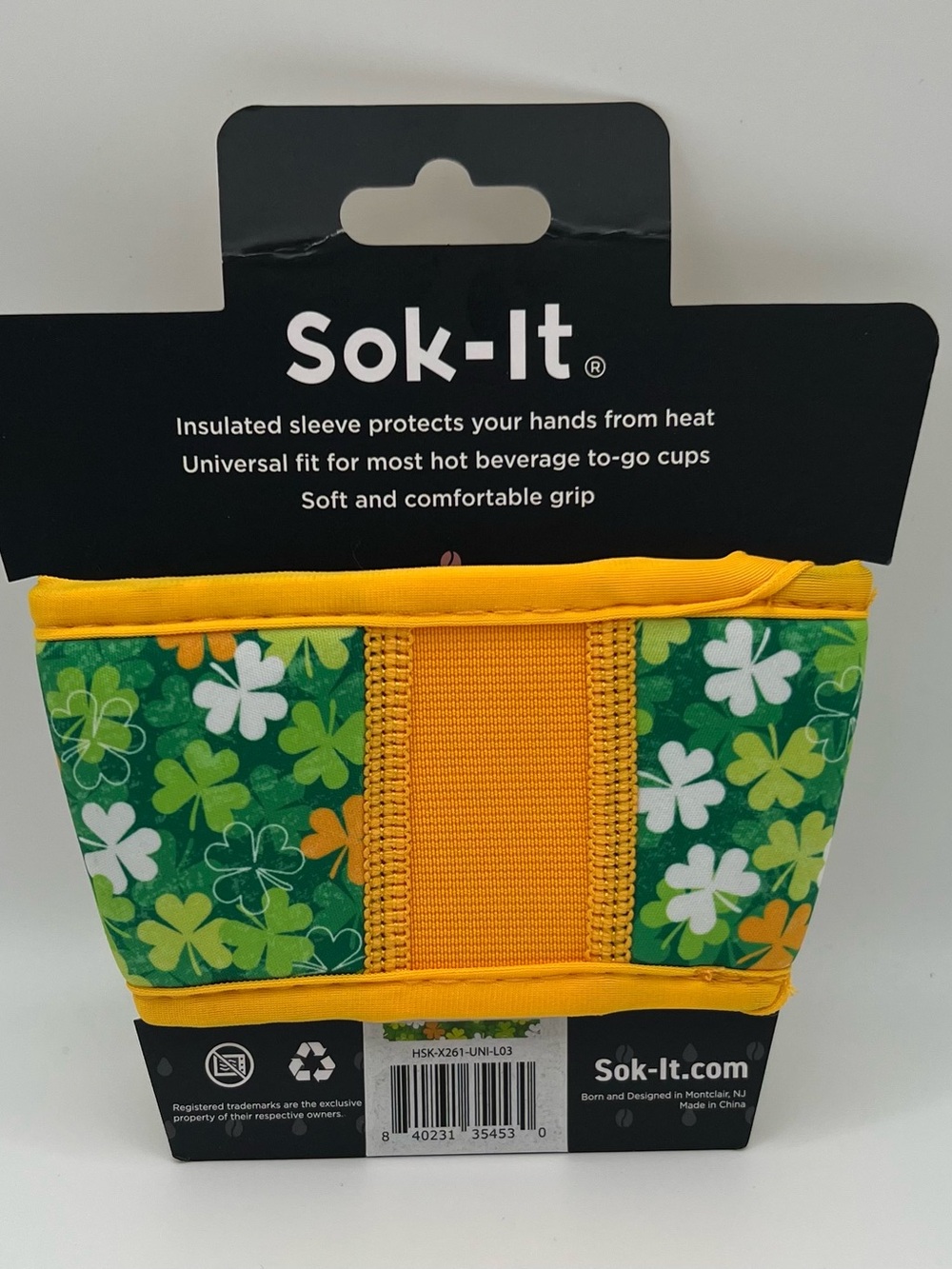 NEW Sok-It Hot Cup Sleeve w/ Thermofoil Luck Of The Shamrock - Picture 2 of 2